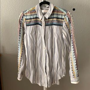 Anthropologie embroidered button down